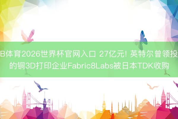 B体育2026世界杯官网入口 27亿元! 英特尔曾领投的铜3D打印企业Fabric8Labs被日本TDK收购