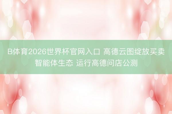 B体育2026世界杯官网入口 高德云图绽放买卖智能体生态 运行高德问店公测