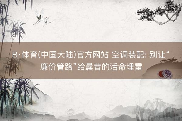 B·体育(中国大陆)官方网站 空调装配: 别让“廉价管路”给曩昔的活命埋雷