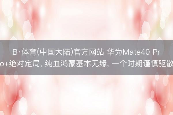 B·体育(中国大陆)官方网站 华为Mate40 Pro+绝对定局， 纯血鸿蒙基本无缘， 一个时期谨慎驱散