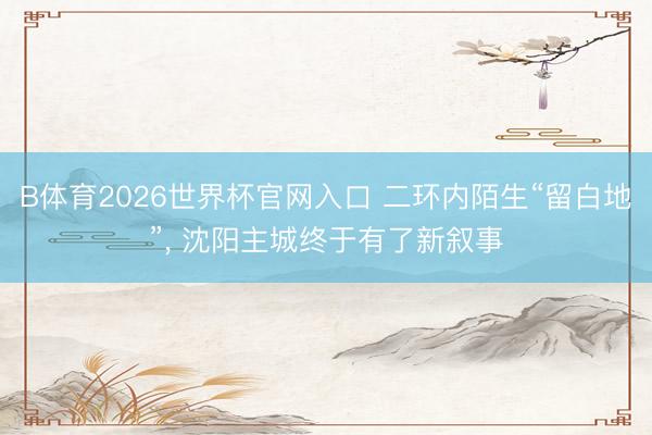B体育2026世界杯官网入口 二环内陌生“留白地”， 沈阳主城终于有了新叙事
