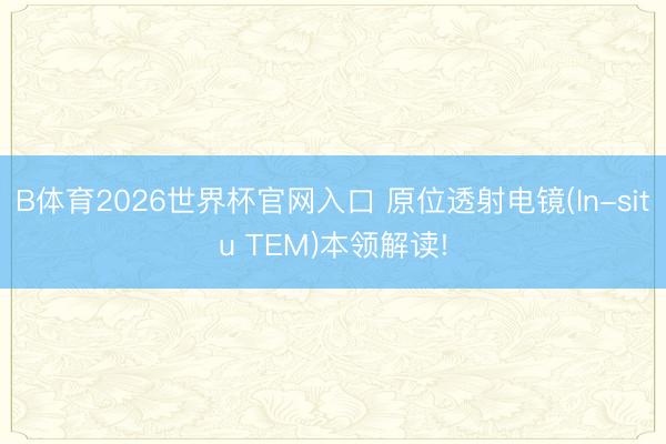 B体育2026世界杯官网入口 原位透射电镜(In-situ TEM)本领解读!