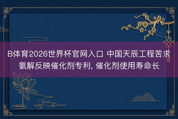 B体育2026世界杯官网入口 中国天辰工程苦求氨解反映催化剂专利, 催化剂使用寿命长