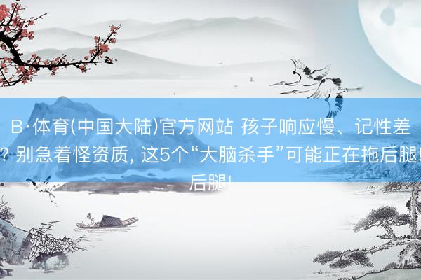 B·体育(中国大陆)官方网站 孩子响应慢、记性差? 别急着怪资质， 这5个“大脑杀手”可能正在拖后腿!