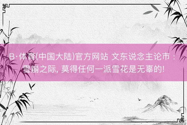 B·体育(中国大陆)官方网站 文东说念主论市 : 雪崩之际， 莫得任何一派雪花是无辜的!