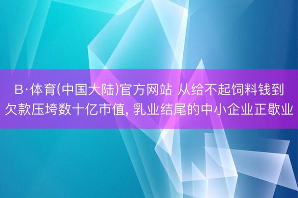B·体育(中国大陆)官方网站 从给不起饲料钱到欠款压垮数十亿市值, 乳业结尾的中小企业正歇业