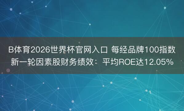 B体育2026世界杯官网入口 每经品牌100指数新一轮因素股财务绩效：平均ROE达12.05%