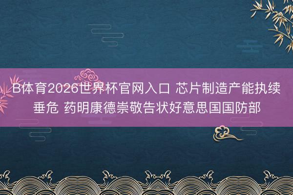 B体育2026世界杯官网入口 芯片制造产能执续垂危 药明康德崇敬告状好意思国国防部