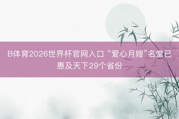 B体育2026世界杯官网入口 “爱心月嫂”名堂已惠及天下29个省份