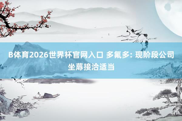 B体育2026世界杯官网入口 多氟多: 现阶段公司坐蓐接洽适当